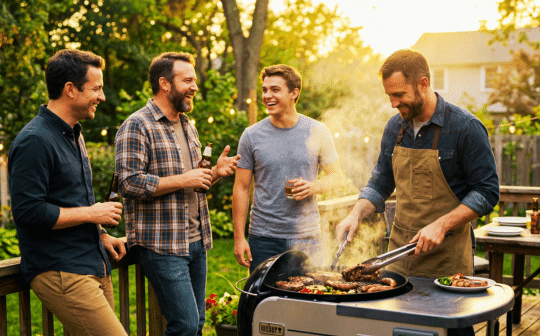 grillen_männer_am_grill_pampered_chef-grillzubehör_grillstein_grillformen_grabo